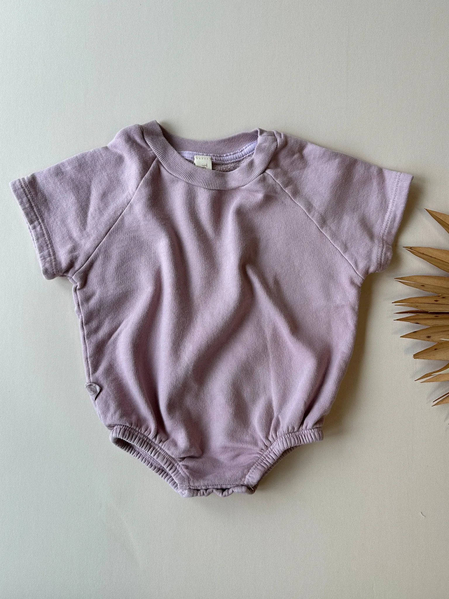 0/3m | Bubble Romper | Lavender | Organic Cotton Fleece