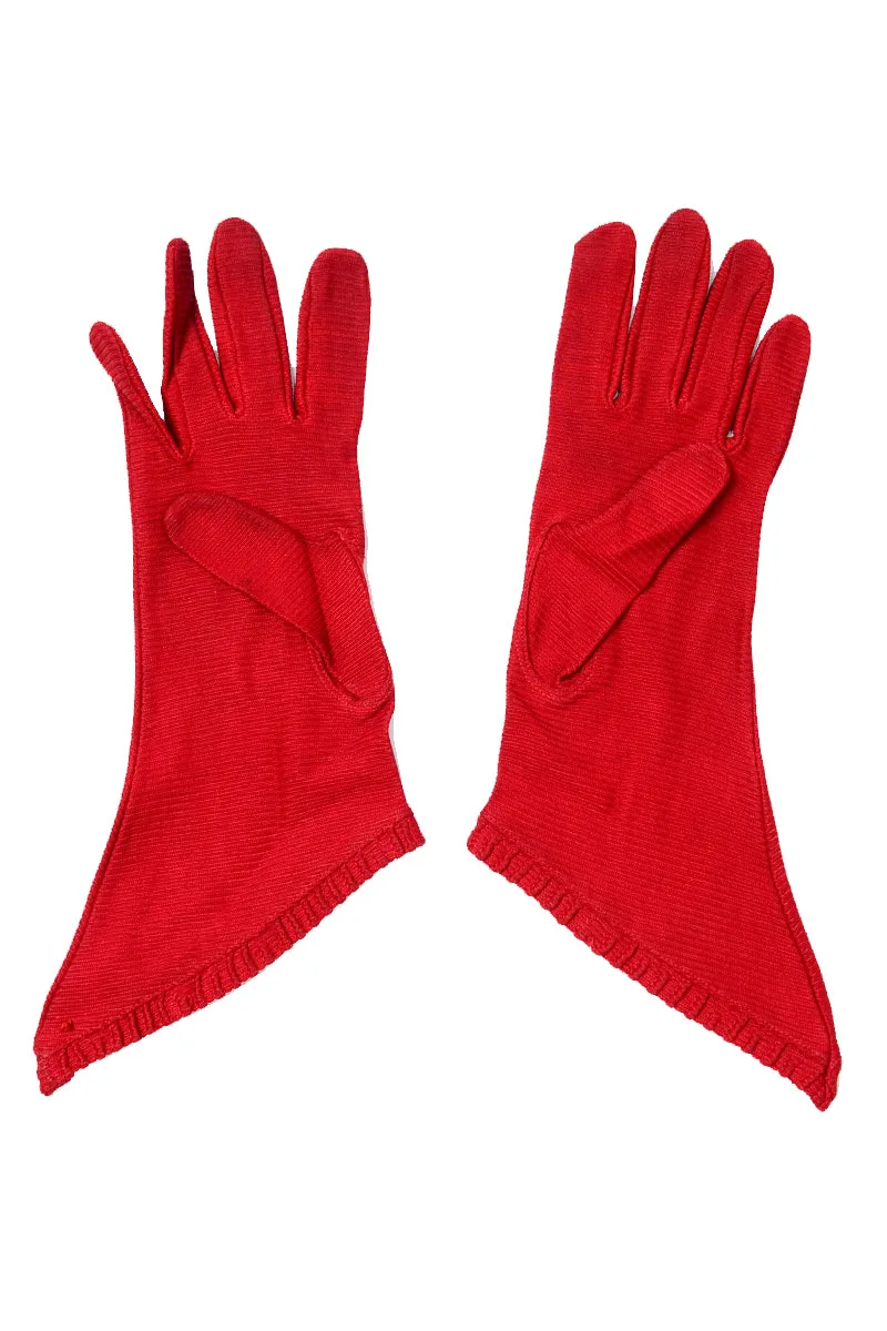 1920s La France Vintage Red Gauntlet Gloves 6