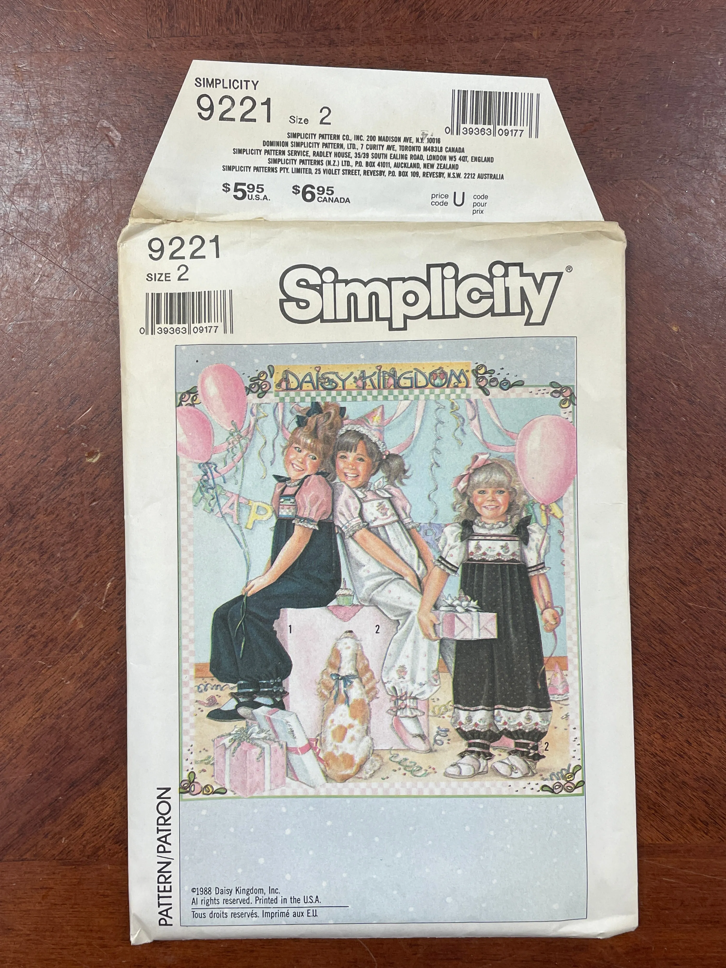 1989 Simplicity 9221 Pattern - Child's Blouse and Overalls