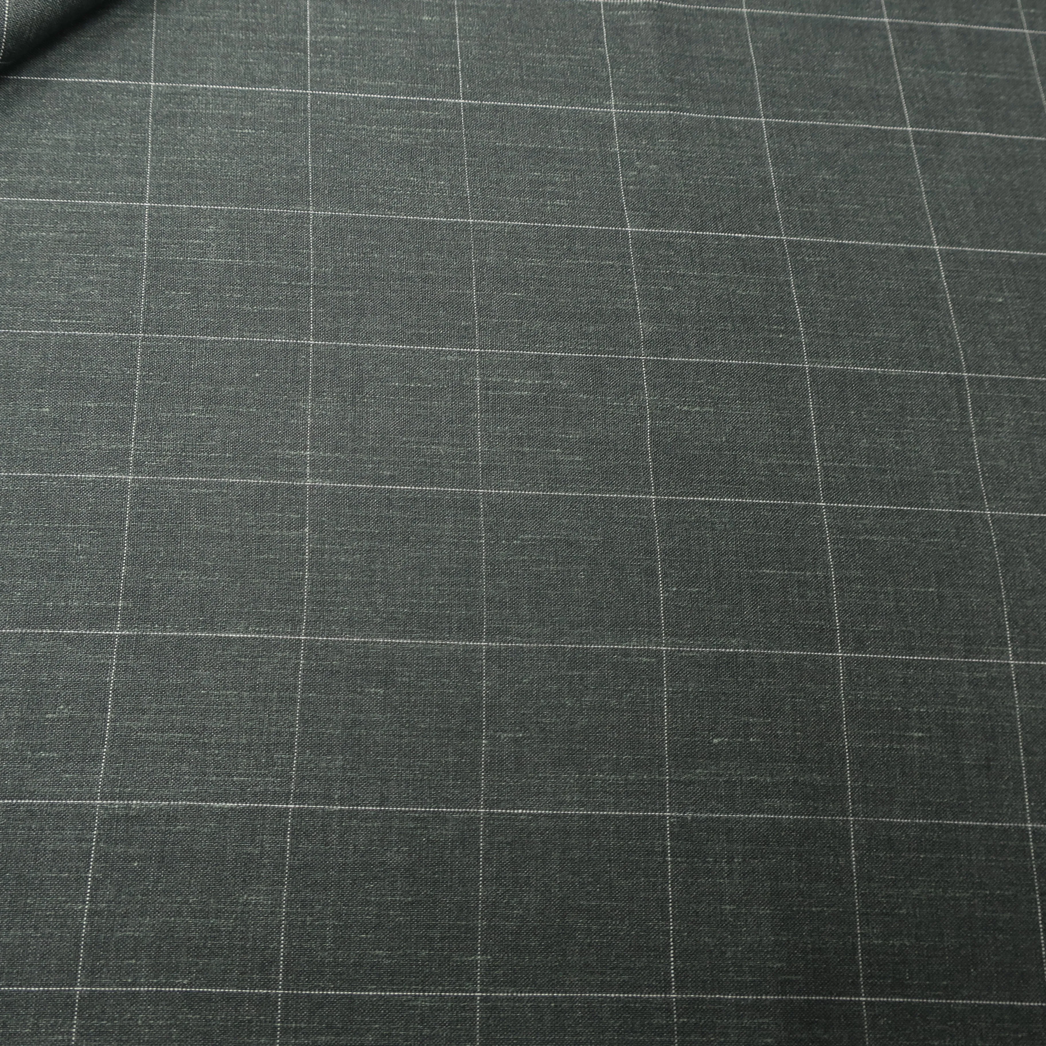 4.40 YDS Grey and White Glen Check Time Off Wool Linen and Silk Loro Piana Fabric