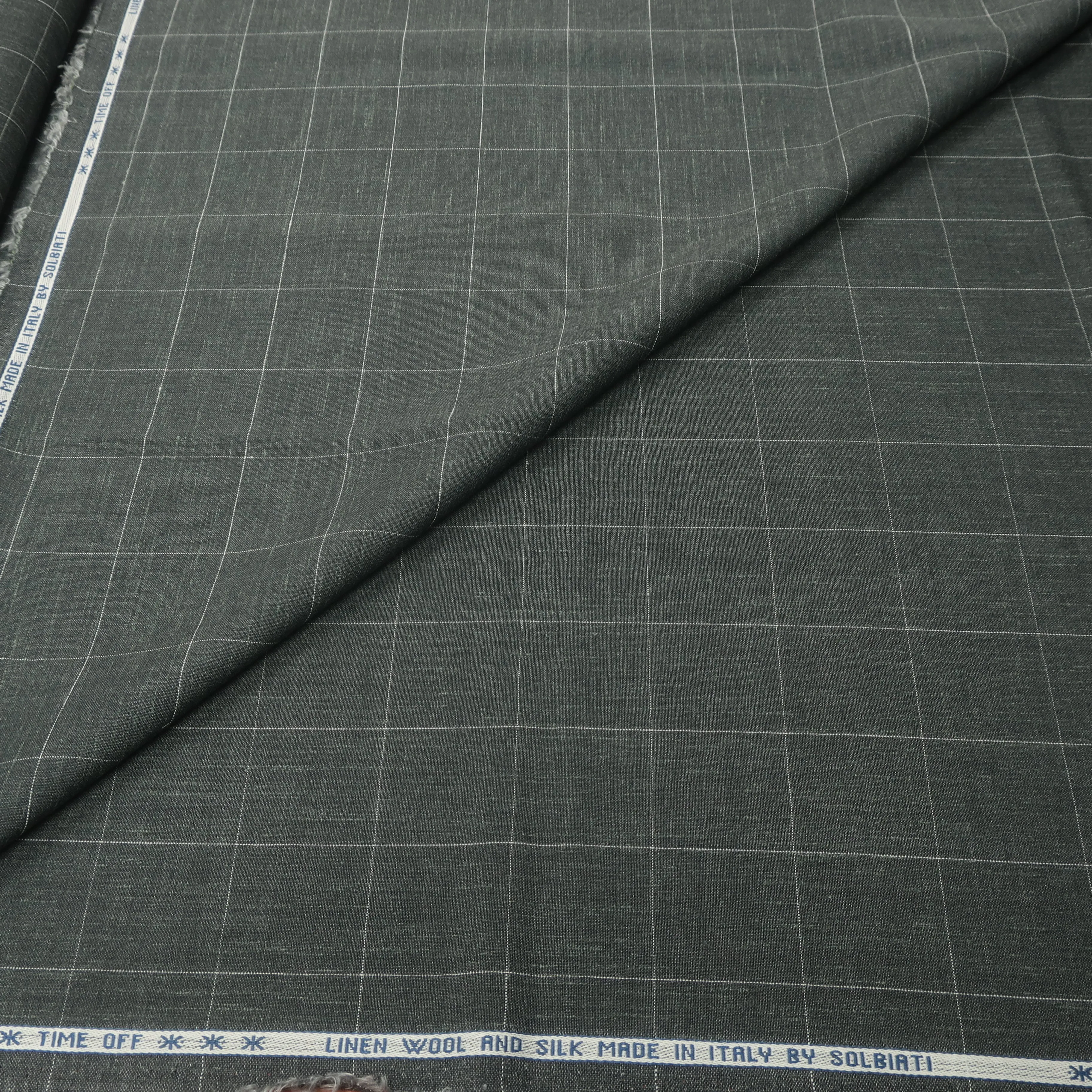 4.40 YDS Grey and White Glen Check Time Off Wool Linen and Silk Loro Piana Fabric