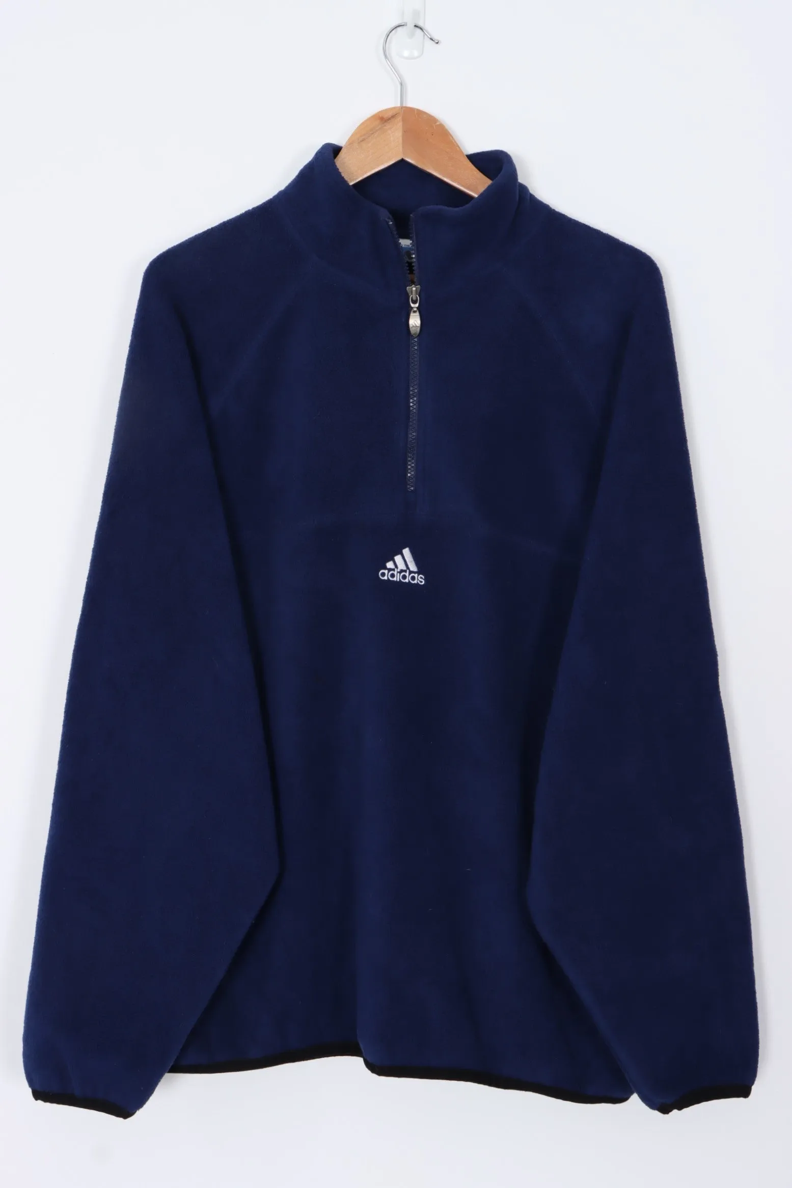 ADIDAS Three Stripe Centre Logo 1/4 Zip Fleece Sweatshirt (XL)