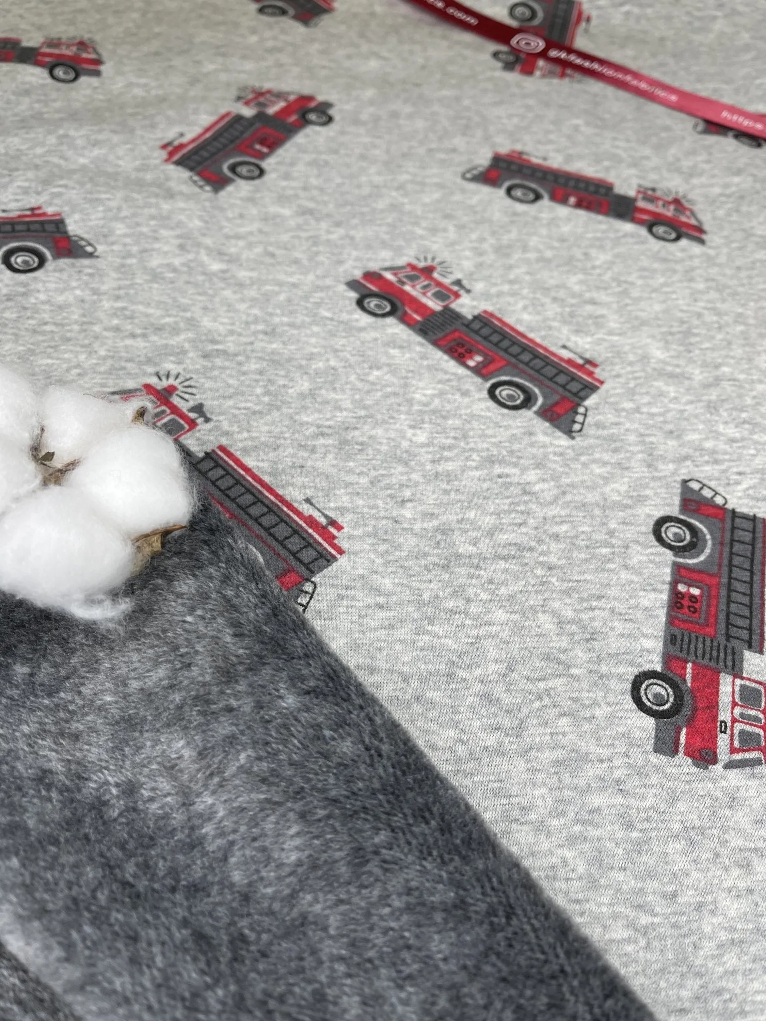 Alpine Fleece Fire Truck Print  Fabric