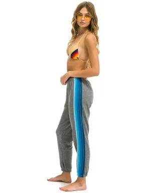 Aviator Nation Women's 5 Stripe Sweatpants - Heather Grey Blue