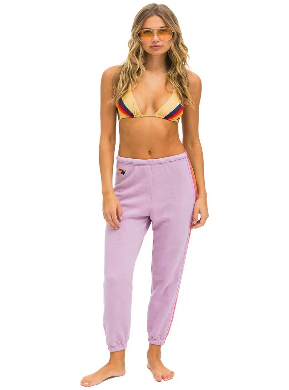 Aviator Nation Women's 5 Stripe Sweatpants - Mauve Pink Green