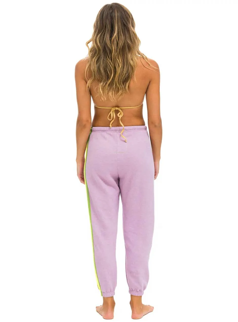 Aviator Nation Women's 5 Stripe Sweatpants - Mauve Pink Green