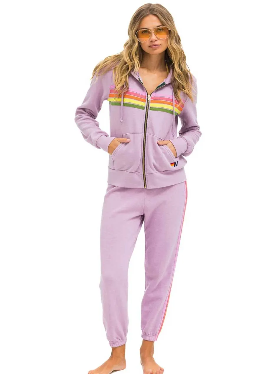 Aviator Nation Women's 5 Stripe Sweatpants - Mauve Pink Green