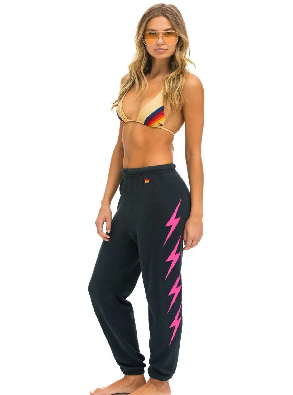 Aviator Nation Women's Bolt 4 Sweatpants - Charcoal Grey Neon Pink