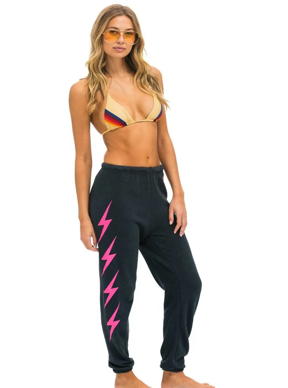 Aviator Nation Women's Bolt 4 Sweatpants - Charcoal Grey Neon Pink