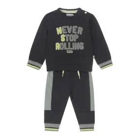 Baby Boys Sweatshirt And Sweatpants Set Graphite Blue Green | Dirkje