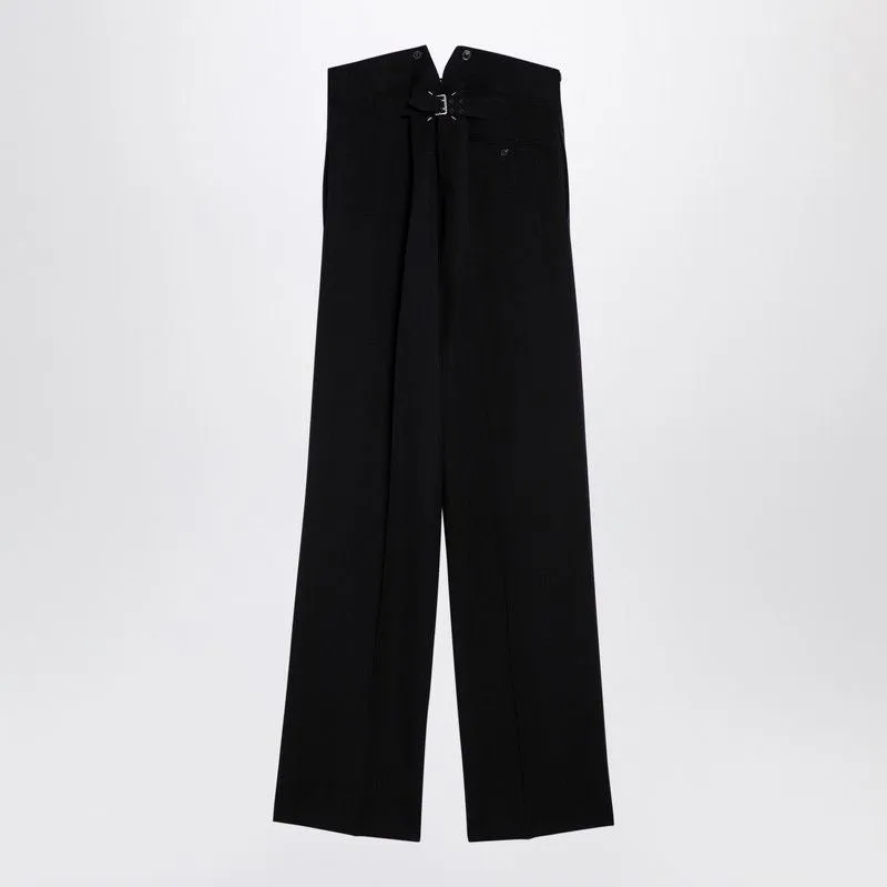 BARATHEA BLACK WOOL TROUSERS