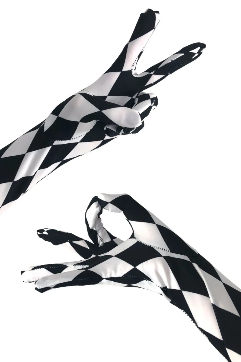 Black And White Diamond Print Gloves