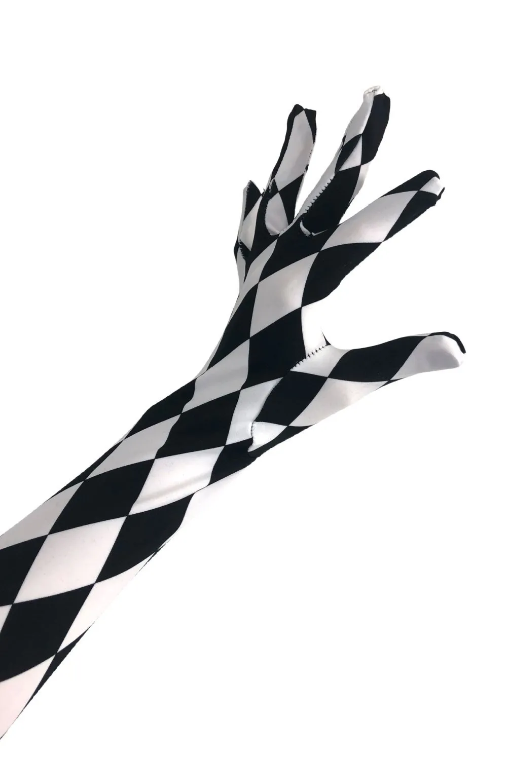 Black And White Diamond Print Gloves