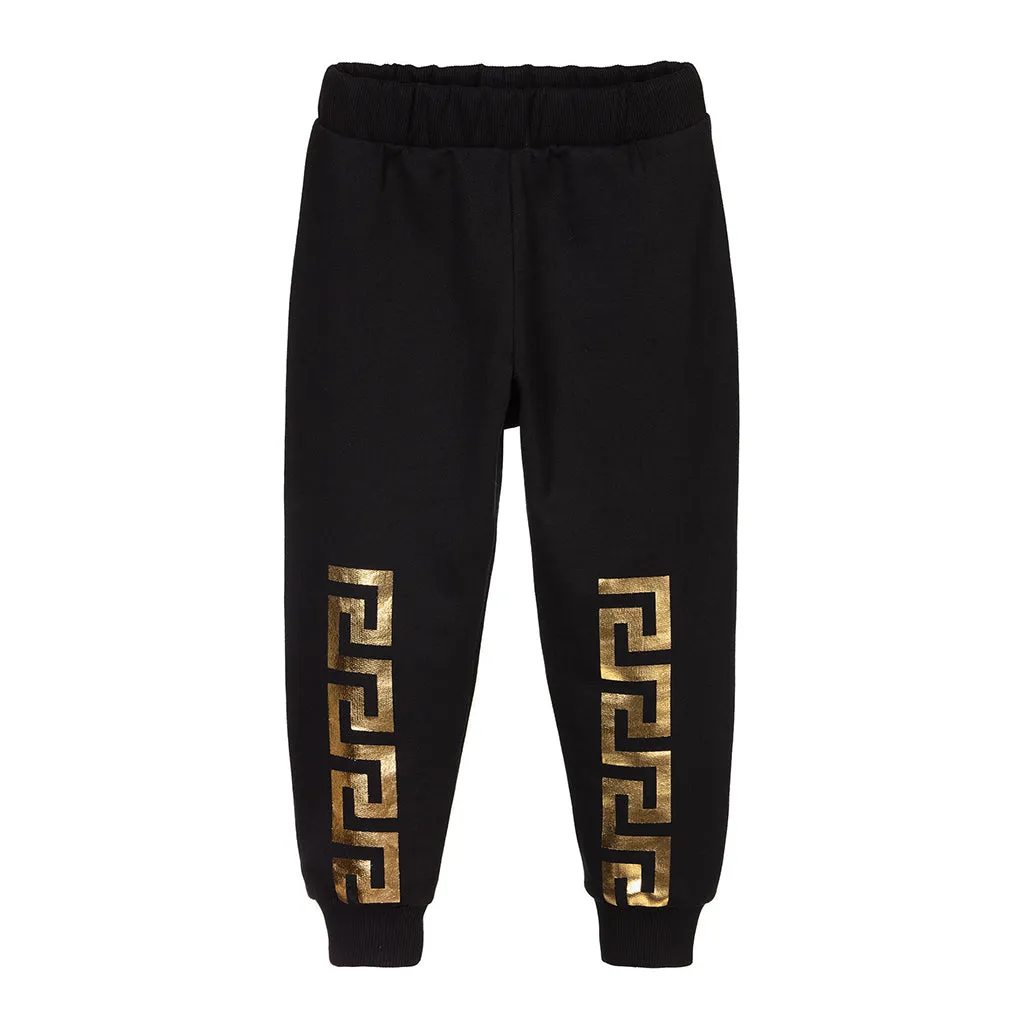 Black Greca Print Sweatpants