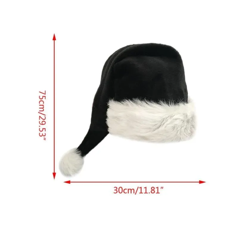 Black Plush Long Christmas Hat