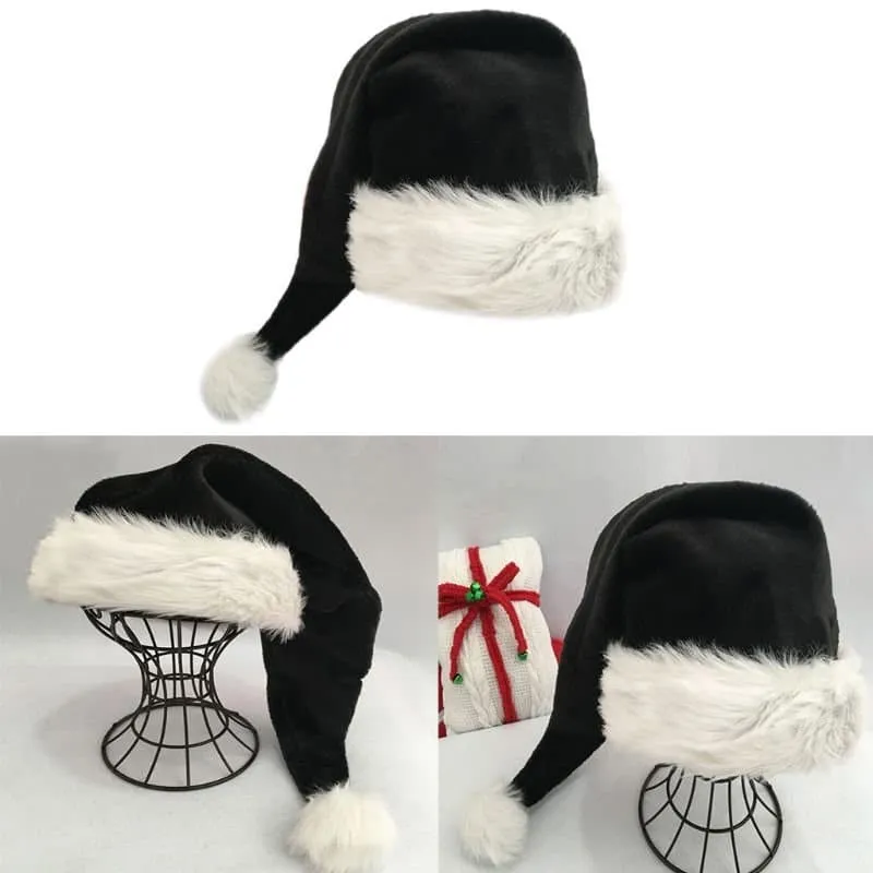 Black Plush Long Christmas Hat