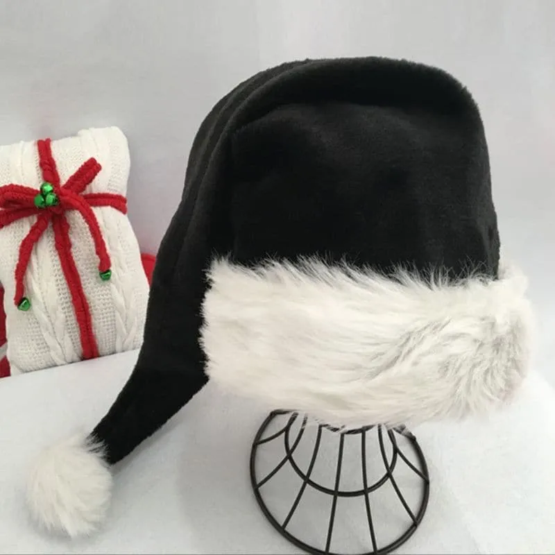 Black Plush Long Christmas Hat