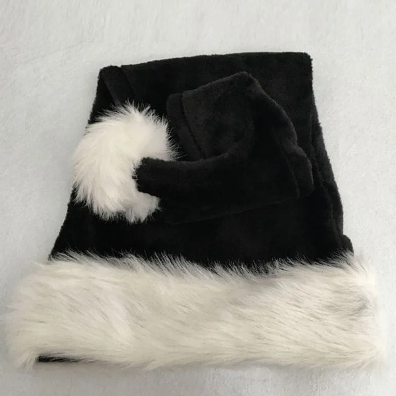 Black Plush Long Christmas Hat