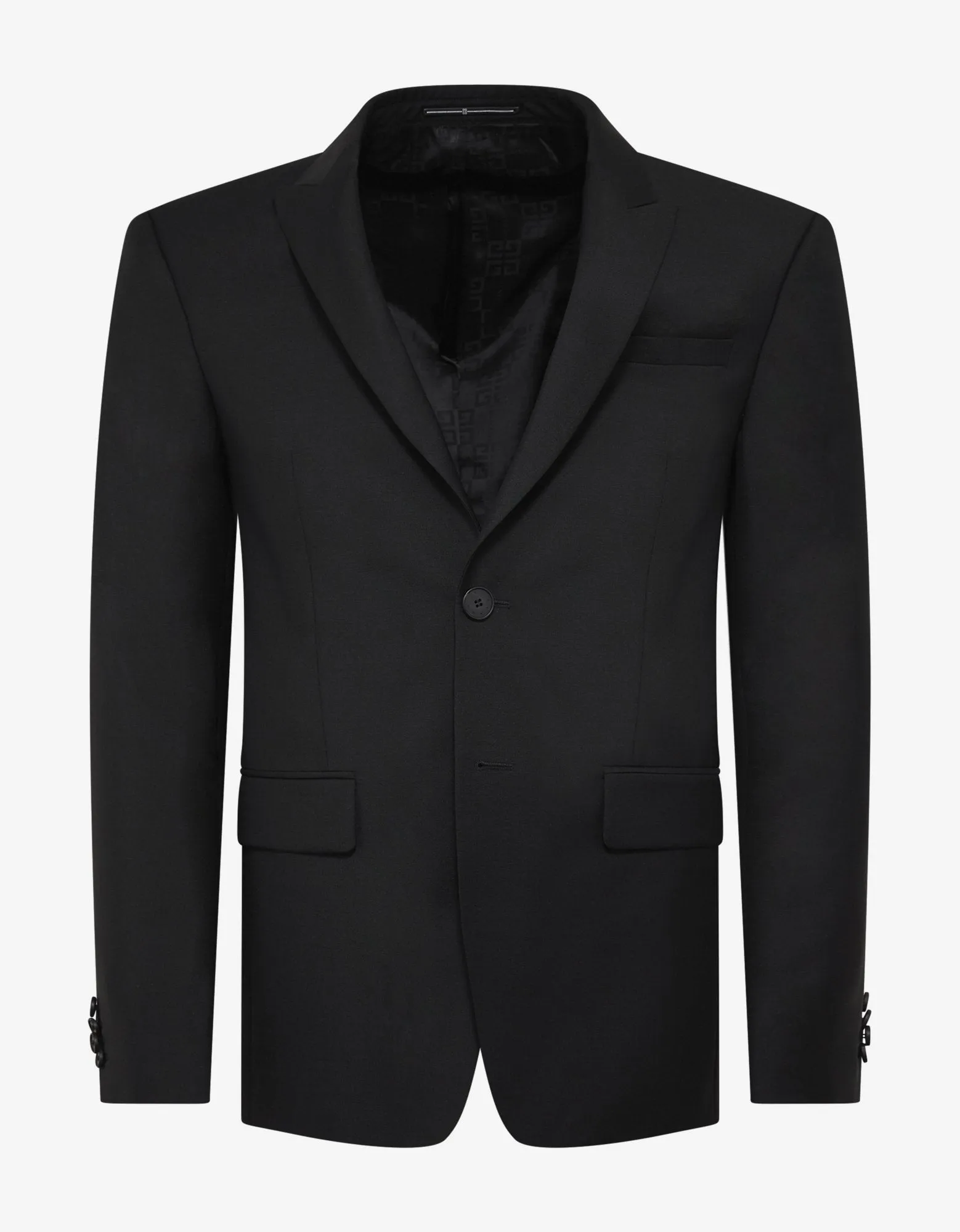 Black Single-Breasted Wool-Blend Suit -