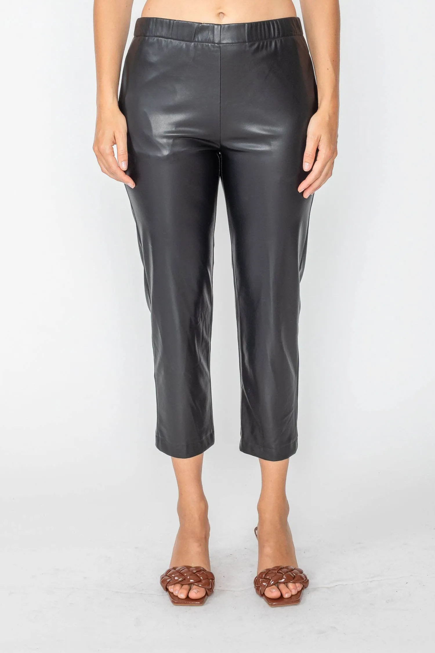 Black Waist Elastic Slim-Fit Pants