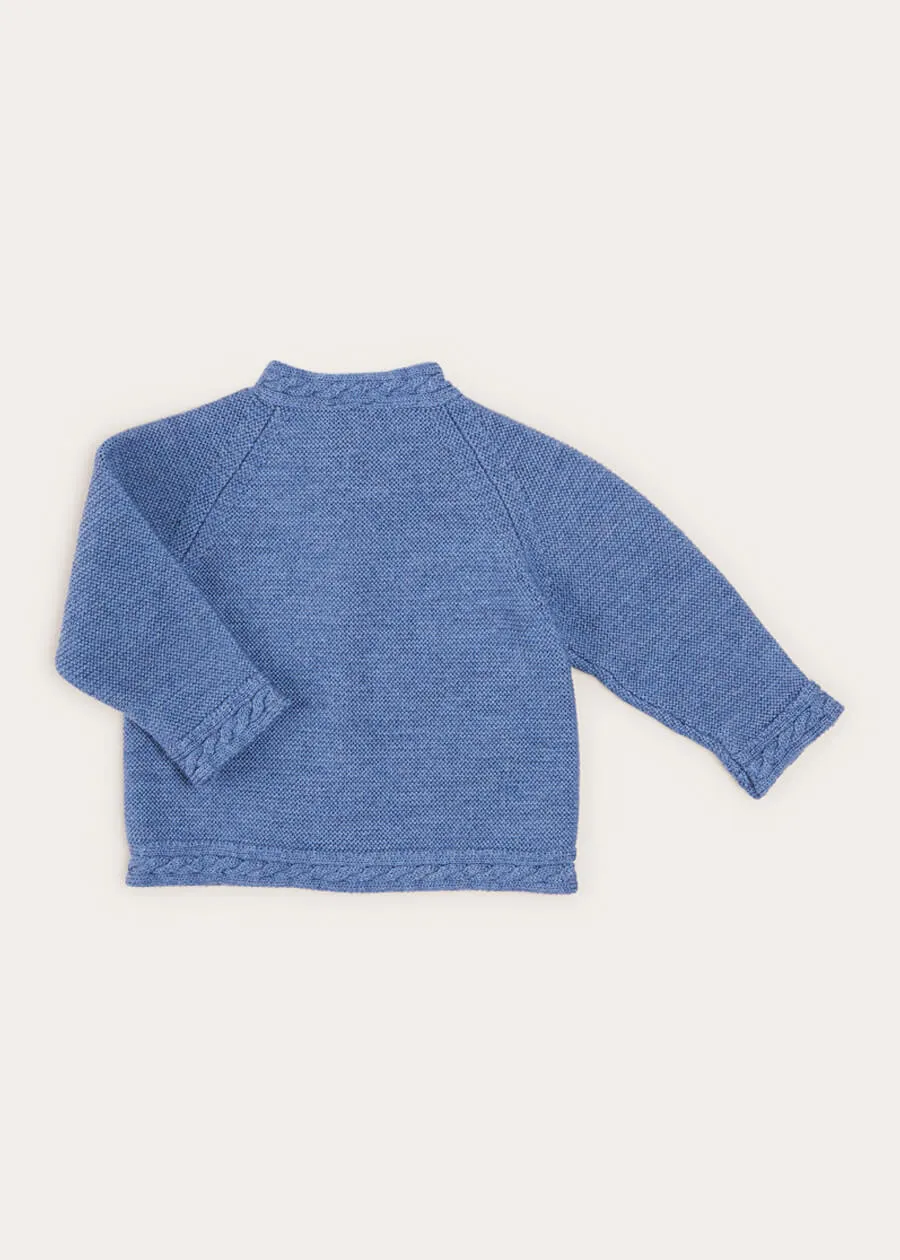 Cable Detail Cardigan In French Blue (6mths-3yrs)