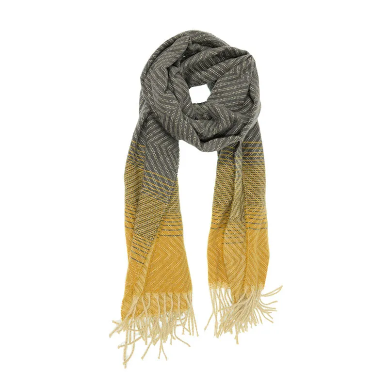 Chevron and Stripe Fringe Scarf by Joy Susan