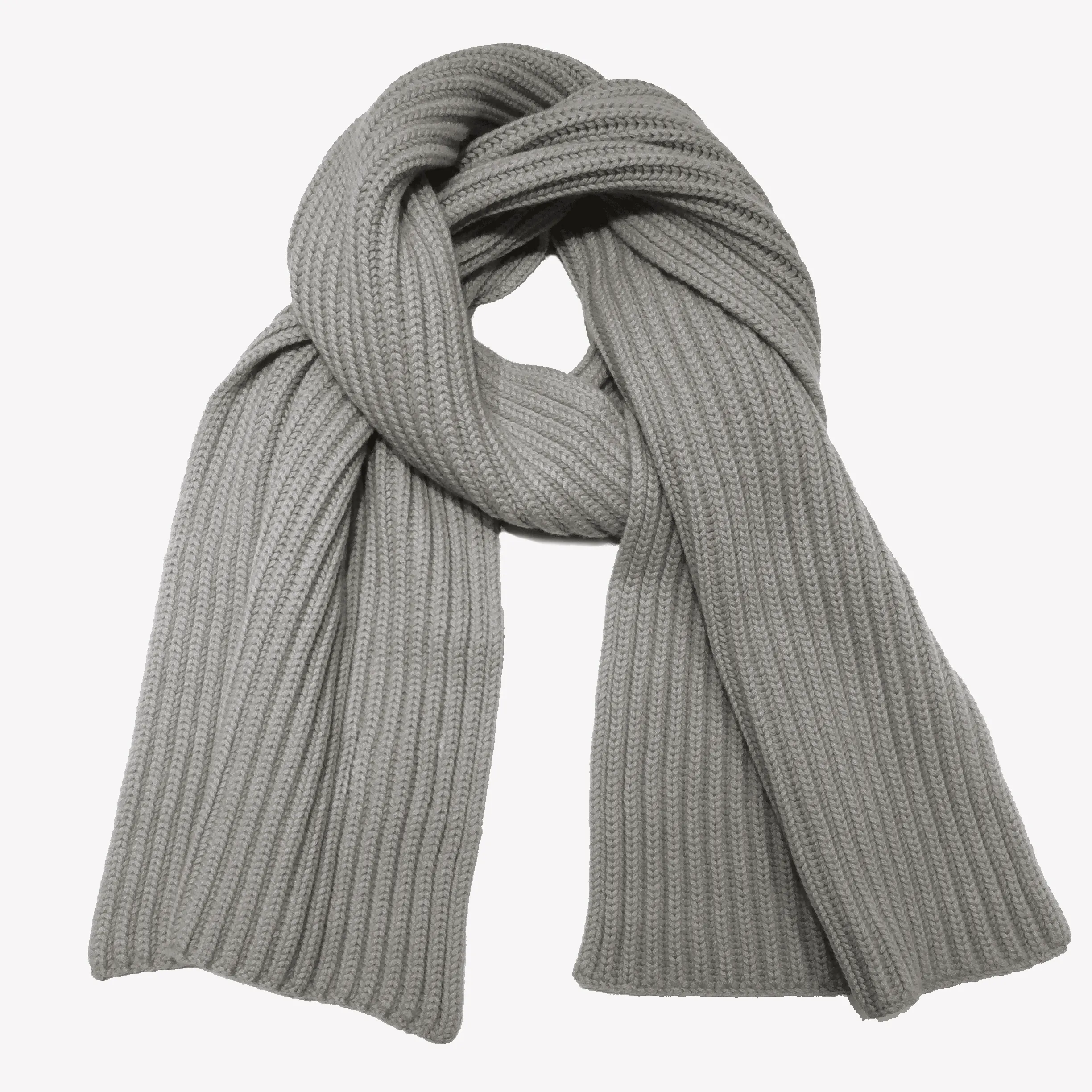 Chunky Ribbed Knit Cashmere Scarf