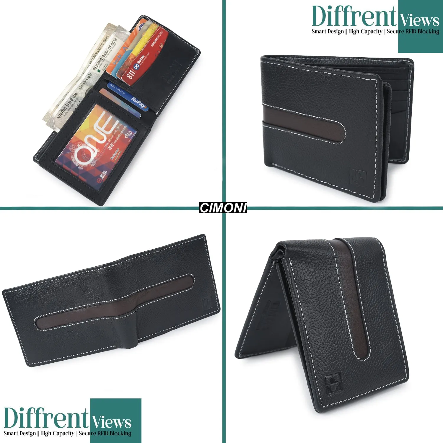 CIMONI Genuine Leather Classic Design Ultra Slim Multiple Credit Cards Slot Wallet for Men