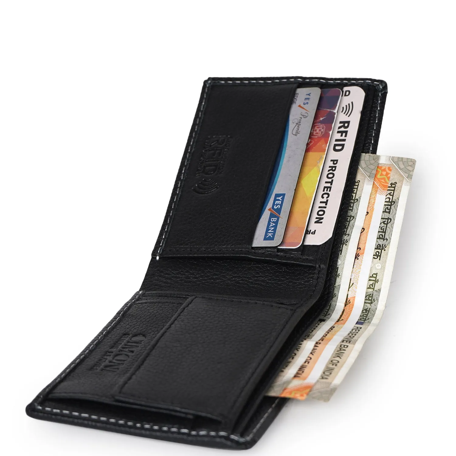 CIMONI RFID Genuine Leather Stylish Credit/5 Debit Card Slots 1 Flap Coin Pocket Wallet for Men