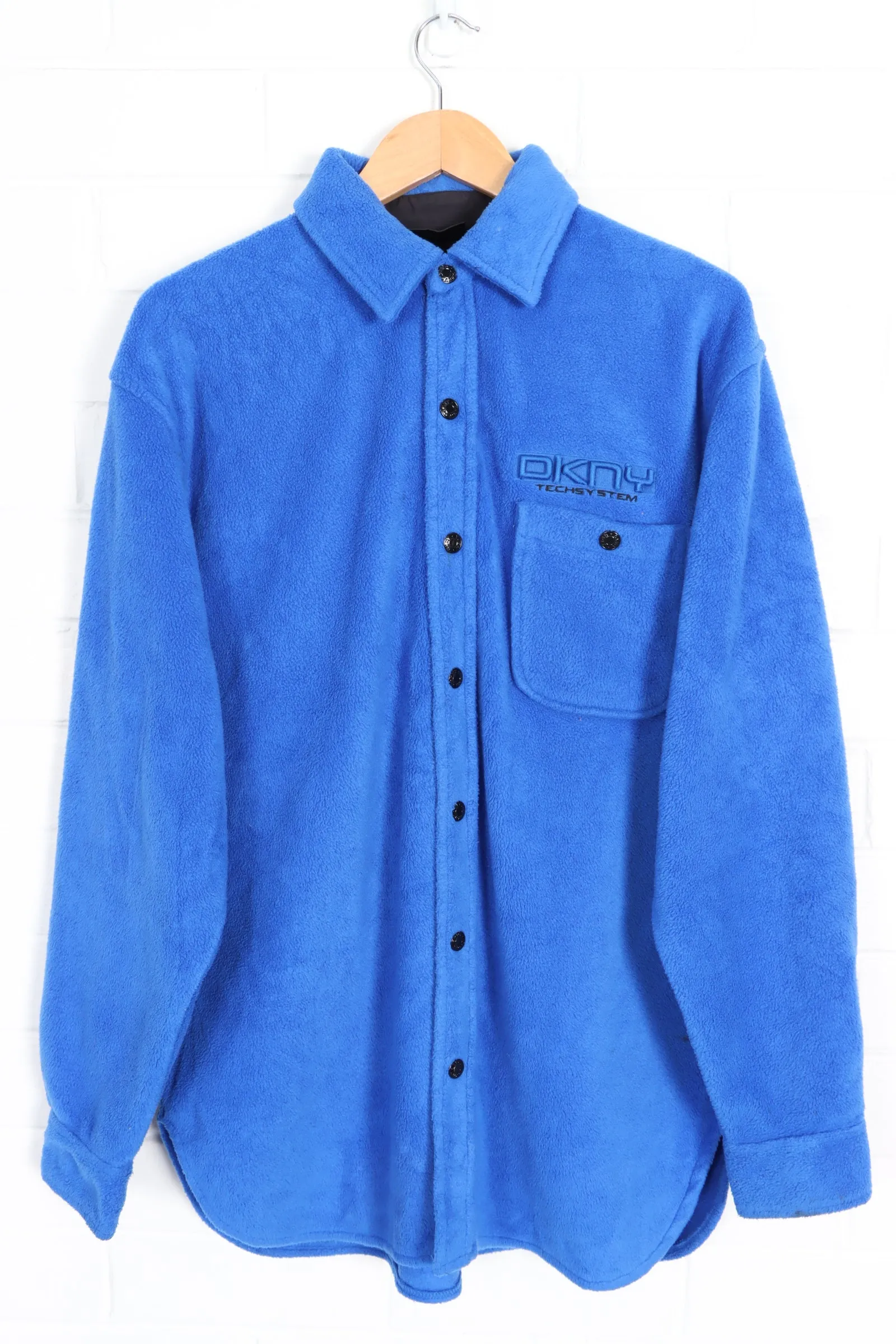 DKNY Blue Snap Button Fleece Shacket (L)