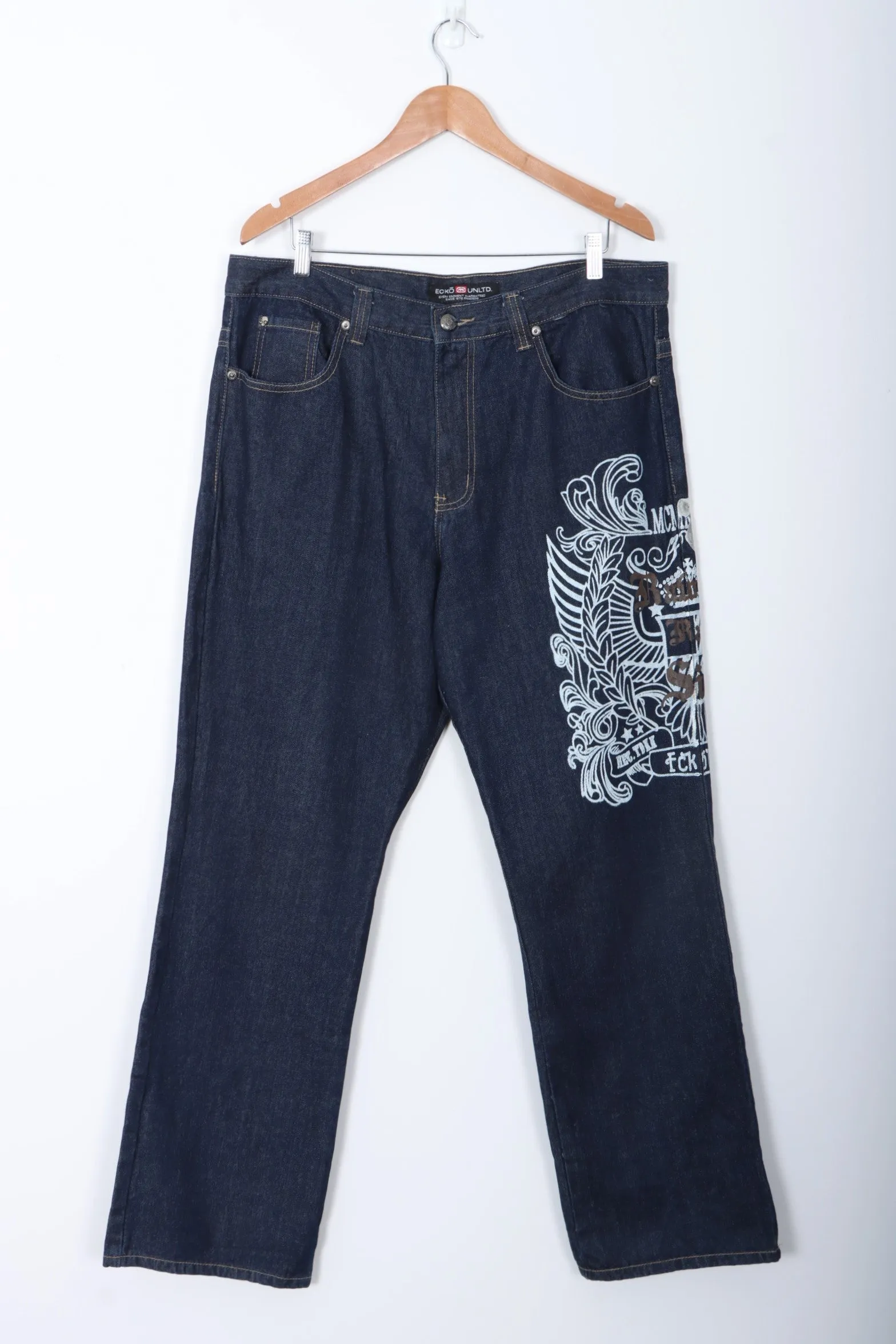 ECKO UNLTD 72 Embroidered Spell Out Y2K Jeans (38)