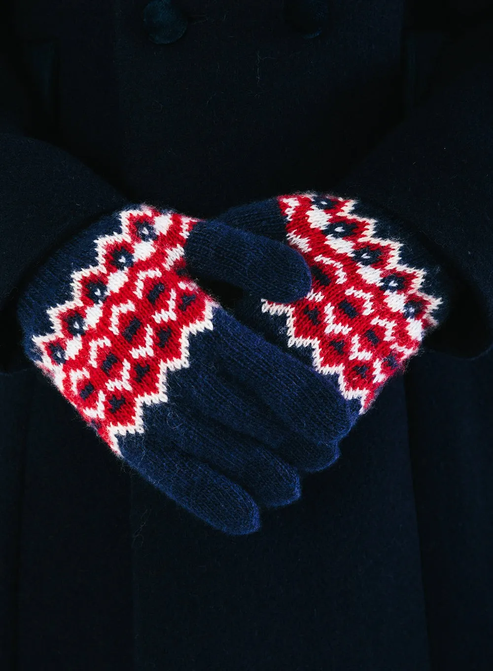 Fair Isle Gloves in Navy