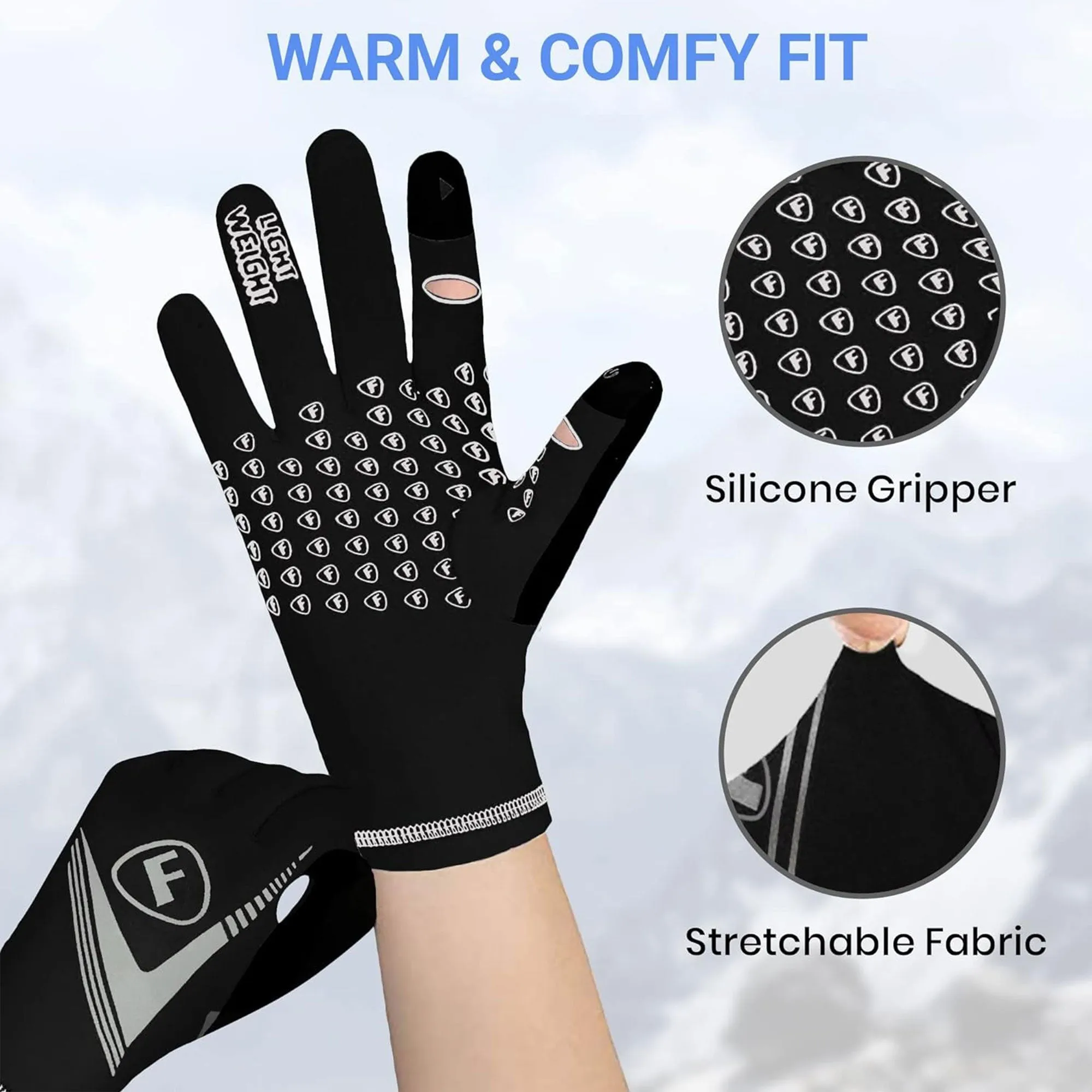 Fdx Frost Black Full Finger Winter Cycling Gloves