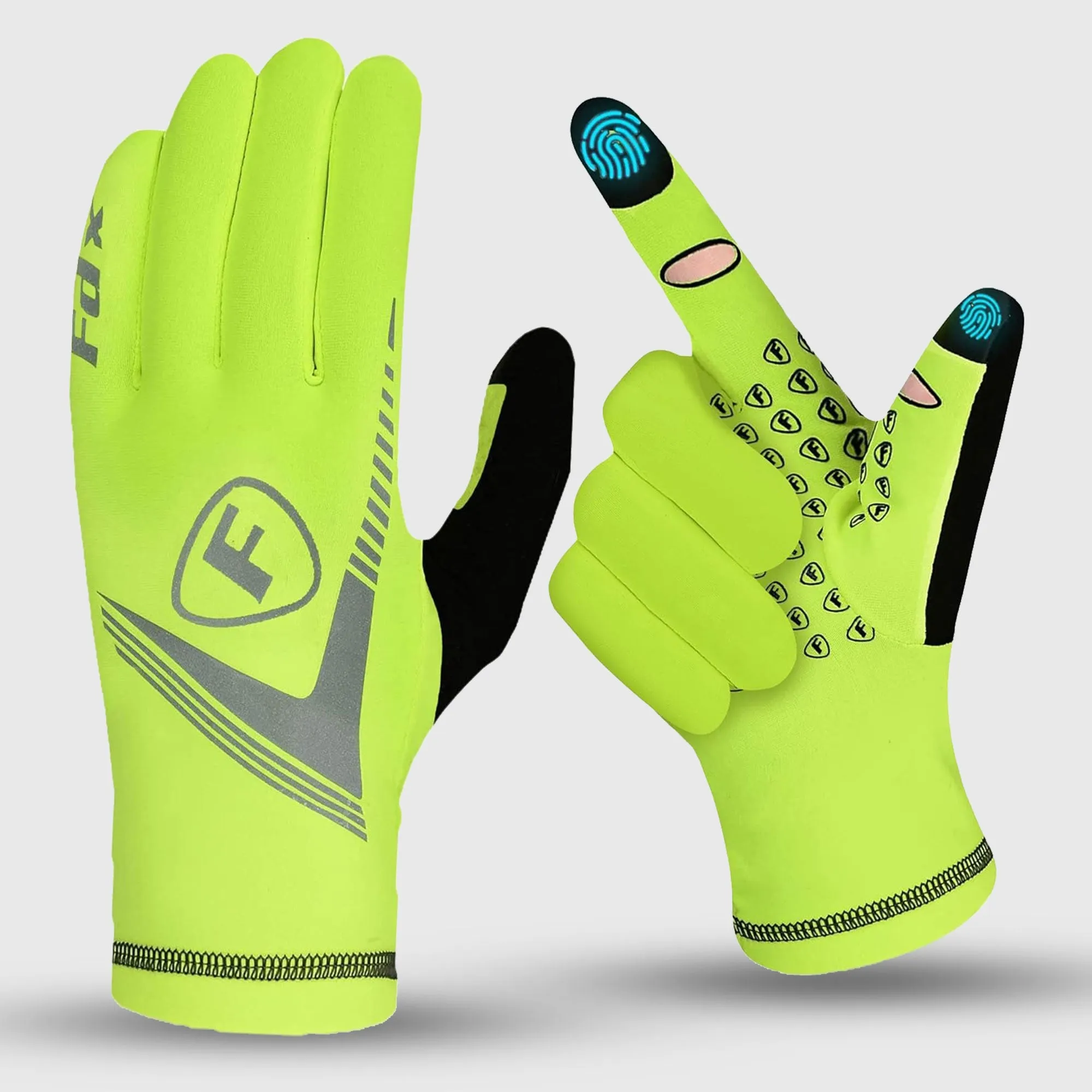 Fdx Frost Yellow Full Finger Winter Cycling Gloves