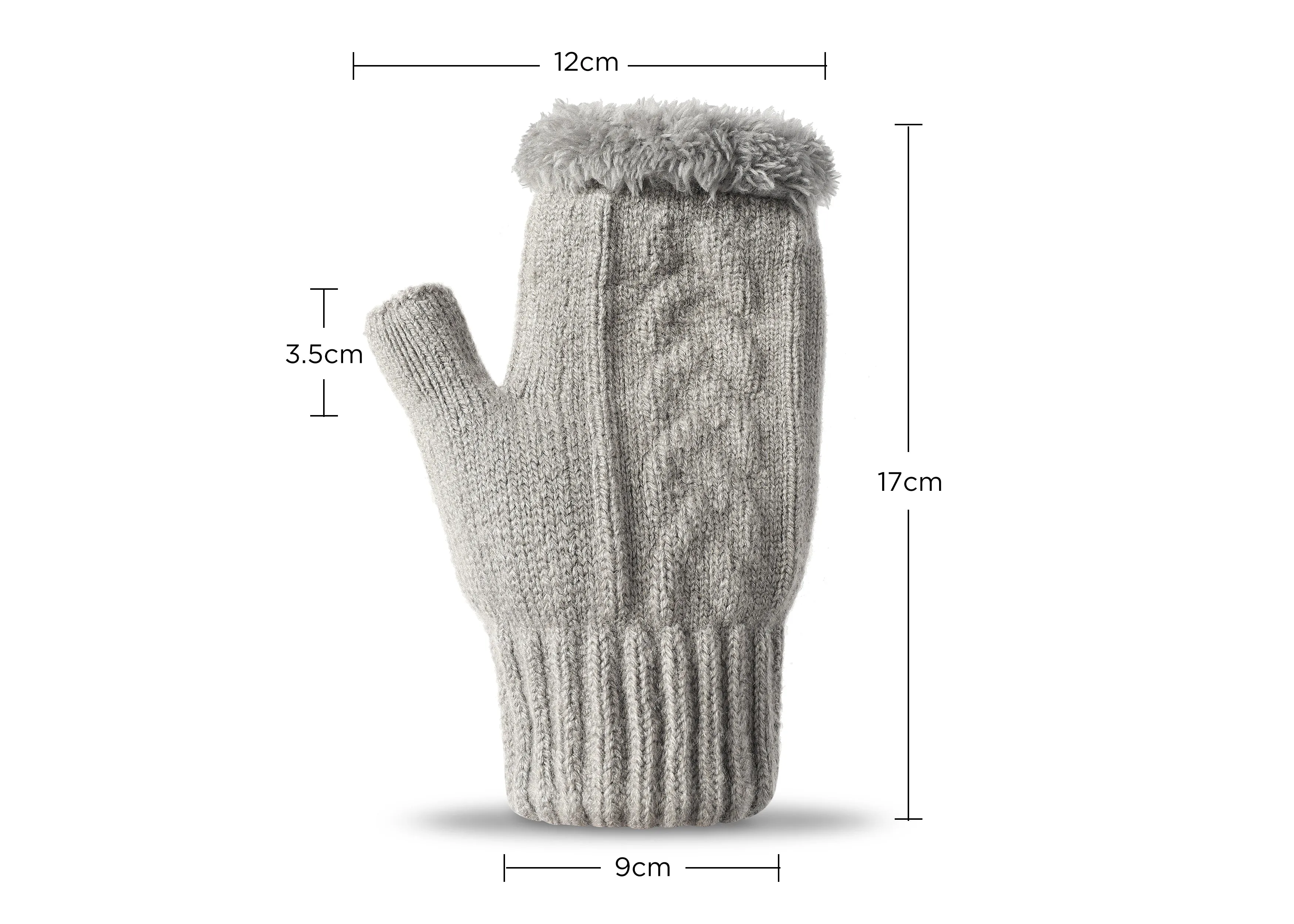 Fingerless Double-layer Ultra Plush Knit Gloves Typing Mittens