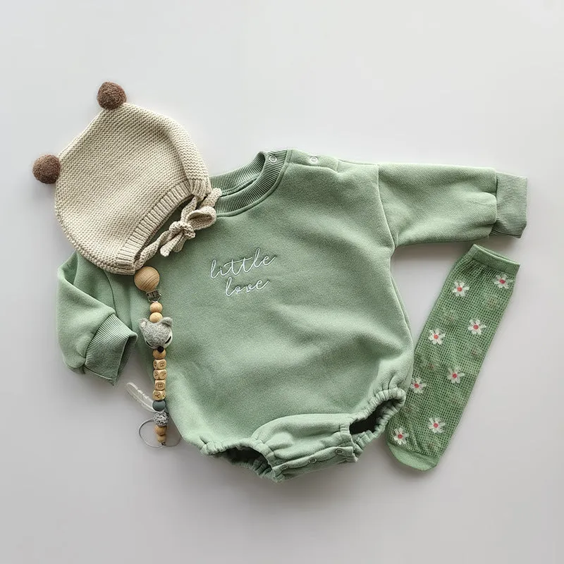 Fleece-lined, Embroidered  Newborn Rompers