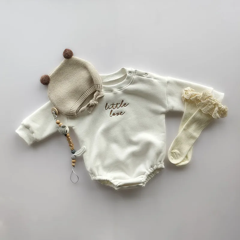 Fleece-lined, Embroidered  Newborn Rompers