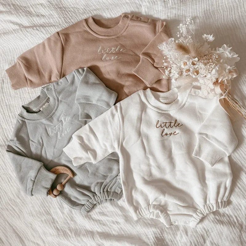 Fleece-lined, Embroidered  Newborn Rompers