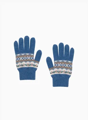 Frankie Gloves in Denim Blue Fair Isle