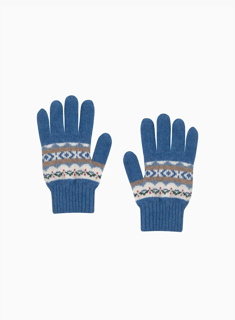 Frankie Gloves in Denim Blue Fair Isle