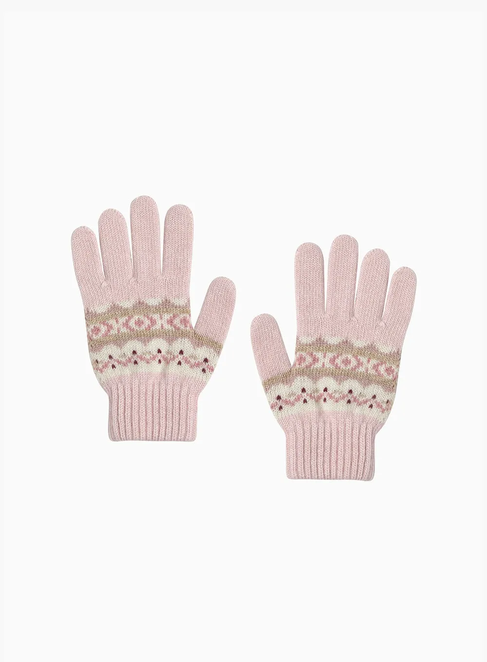 Frankie Gloves in Pale Pink Fair Isle