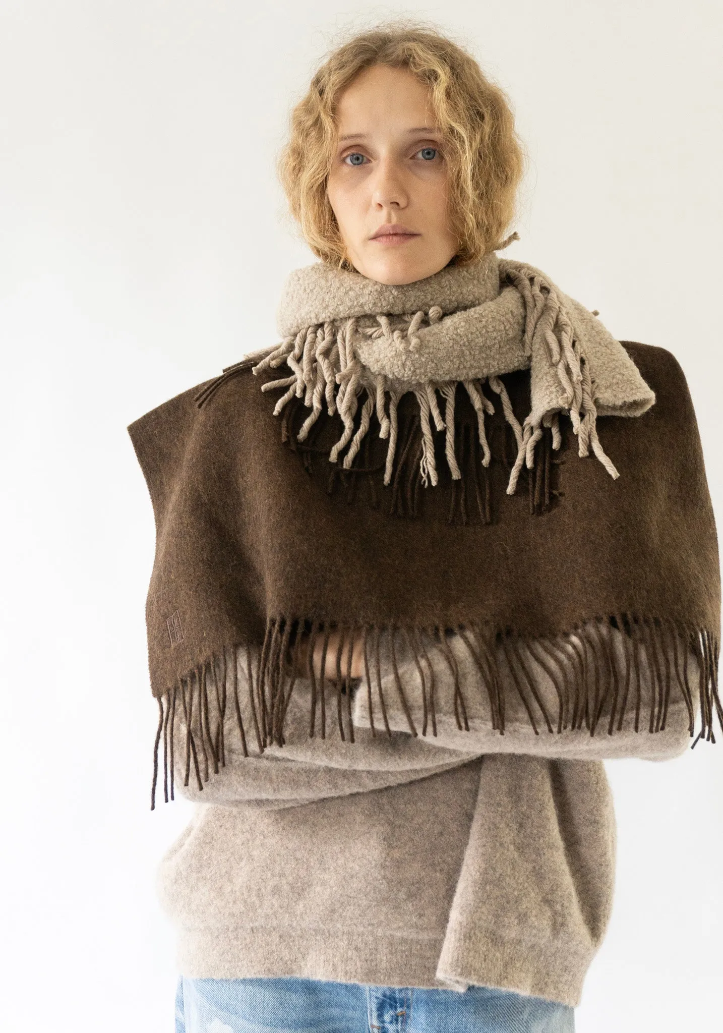 Fringly Wool Scarf in Tehina