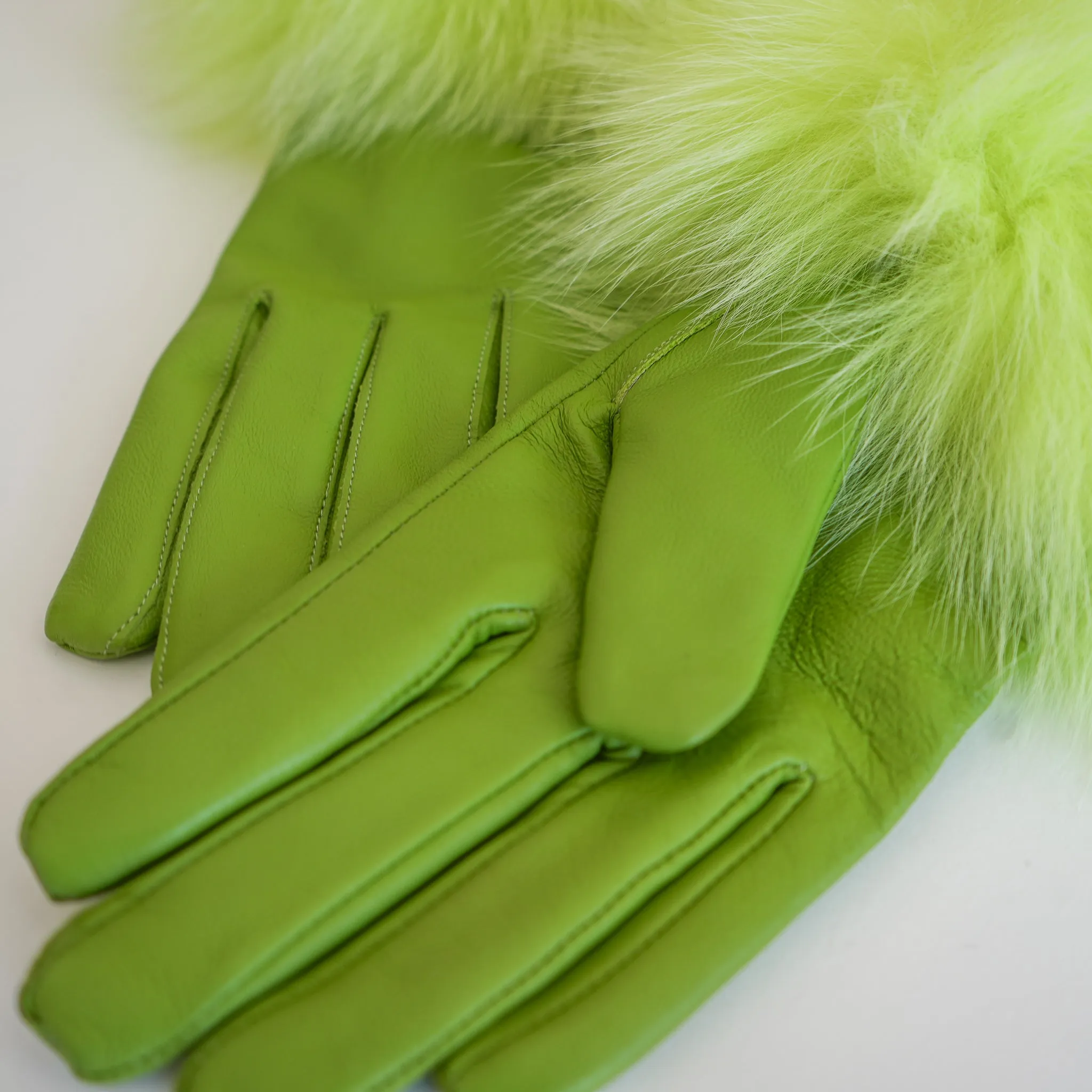 Fur-Trimmed Leather Gloves