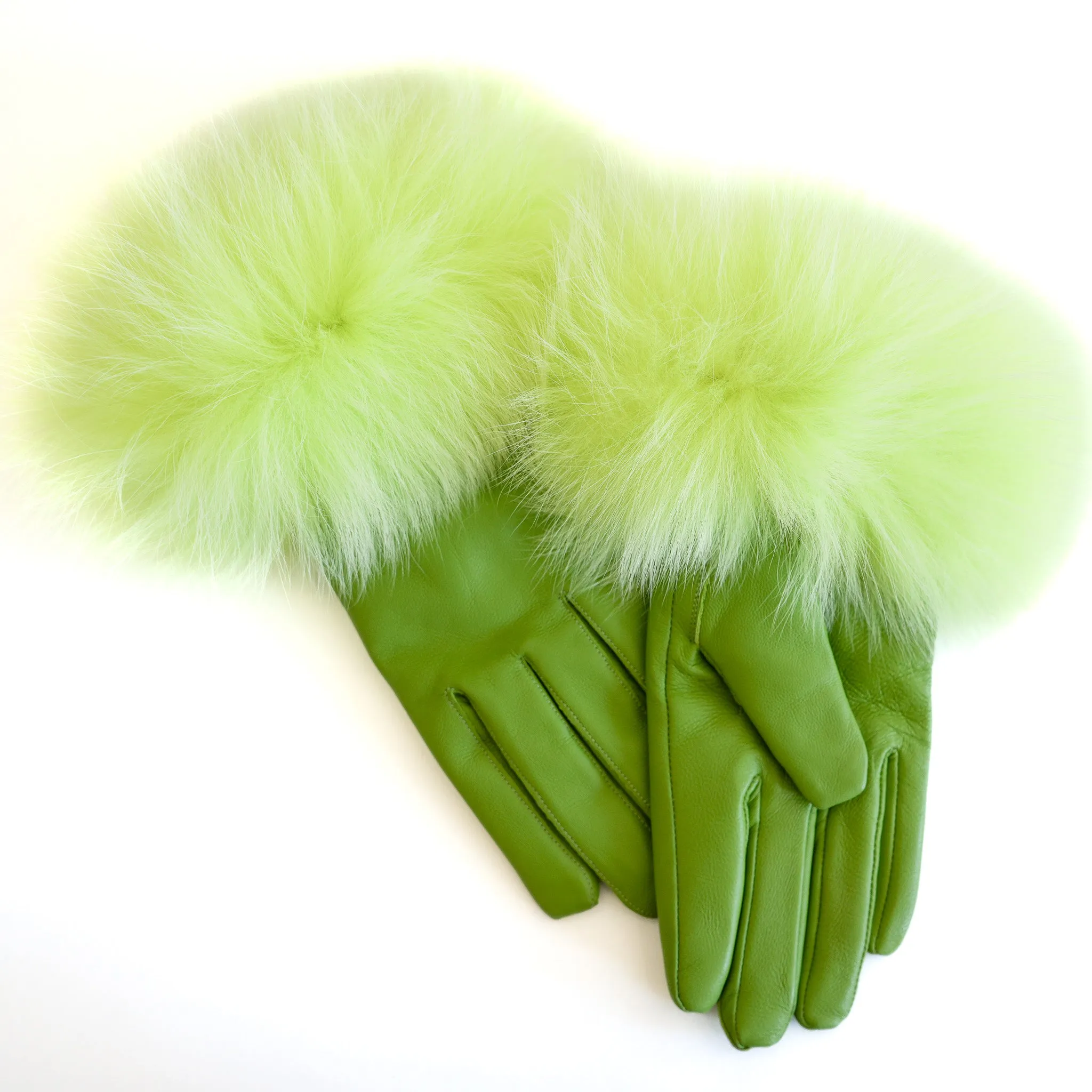 Fur-Trimmed Leather Gloves