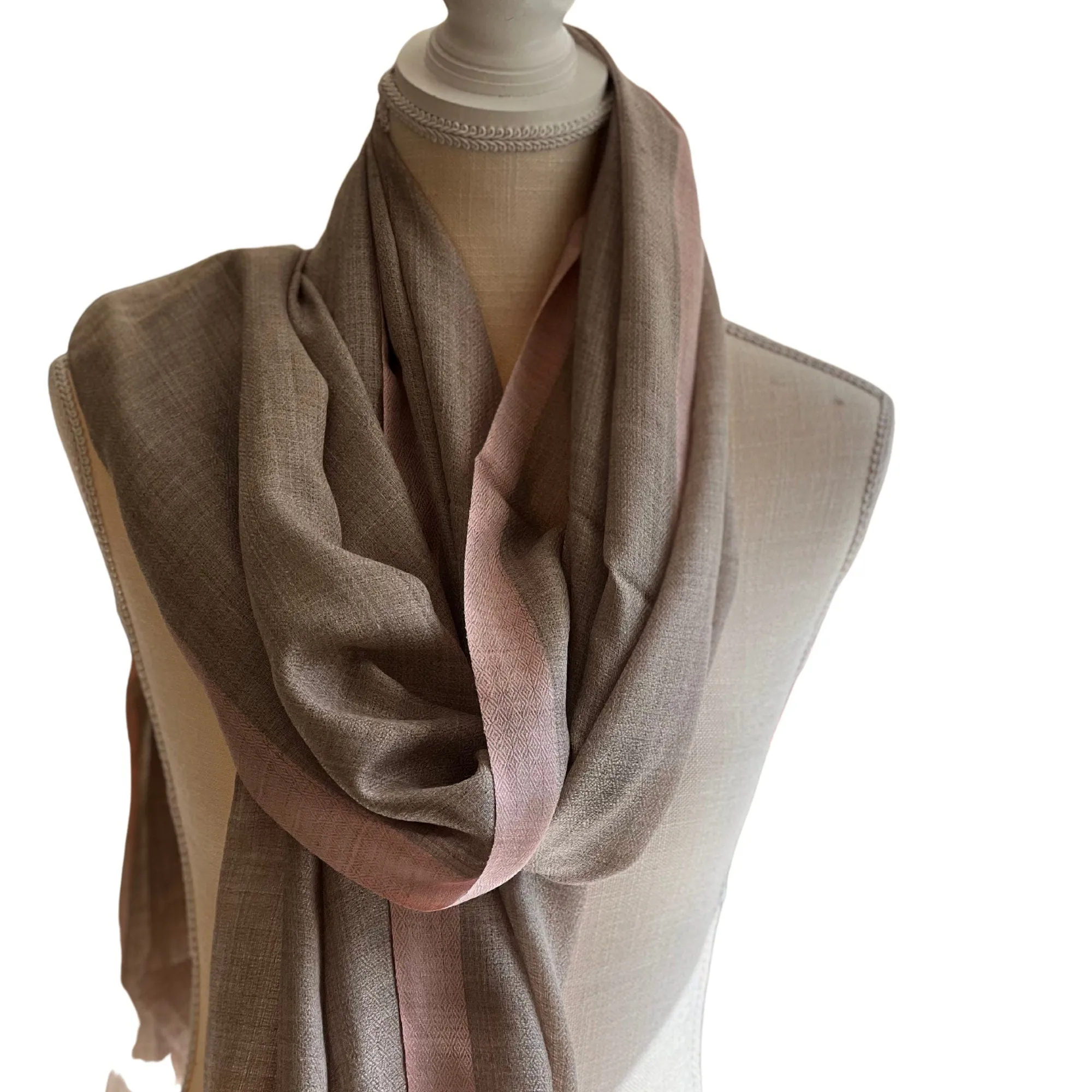 Gray and Pink Cashmere Scarf, Super Soft Shawl, Luxury Gift For Her