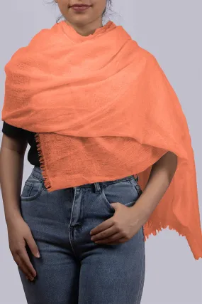 Handwoven Pure Cashmere Scarf Shawl in Tangerine Orange