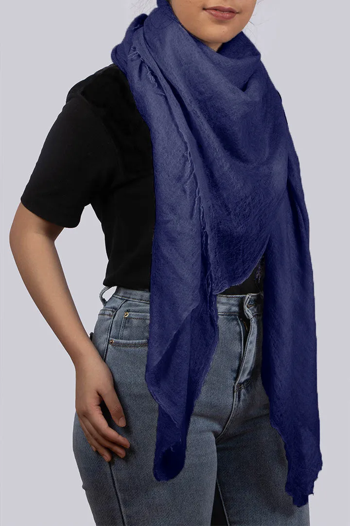 Handwoven Royal Blue Cashmere Scarf Shawl Wrap