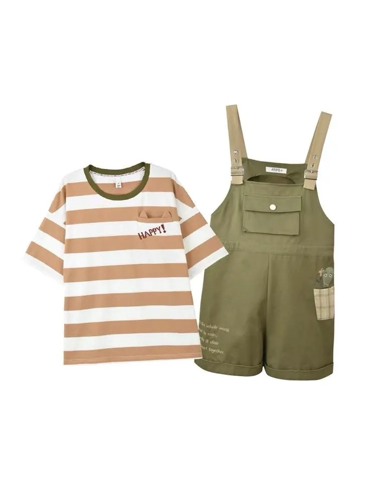 Happy Cactus Tee & Overall Shorts