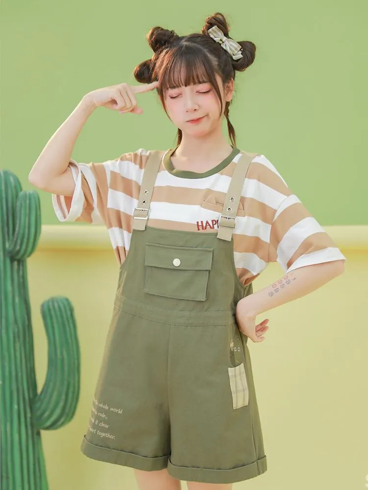 Happy Cactus Tee & Overall Shorts