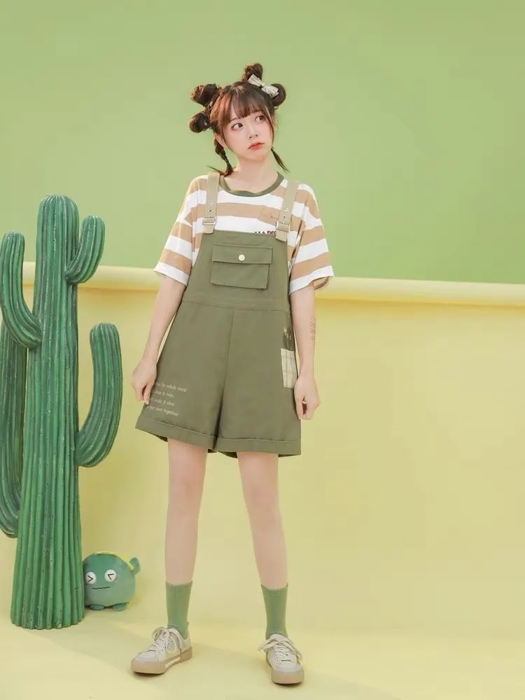 Happy Cactus Tee & Overall Shorts